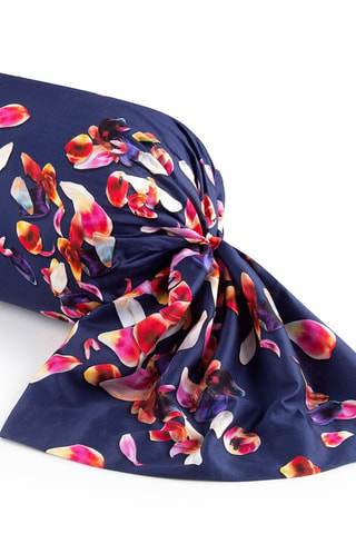 Taie de traversin en satin de coton 80 fils/cm² Aurore - Bleu marine et rose