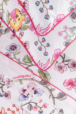 Taie de traversin en satin de coton 80 fils/cm² Jardin secret - Blanc