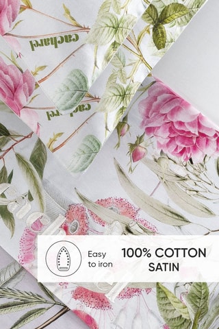 Taie de traversin en satin de coton 80 fils/cm² Jardin de roses - Vert