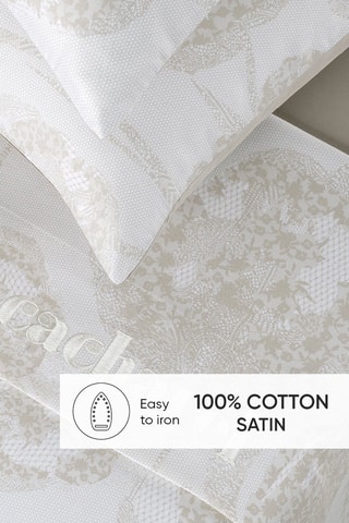 Taie de traversin en satin de coton 80 fils/cm² Lace - Taupe