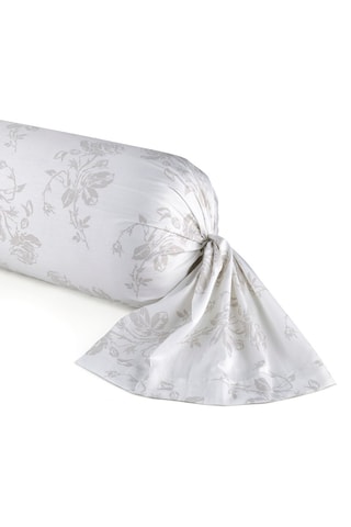 Taie de traversin en satin de coton 80 fils/cm² Roses - Blanc et taupe