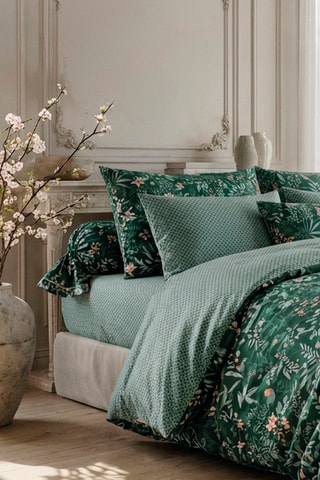 Taie de traversin en satin de coton 80 fils/cm² Forêt enchantée - Vert