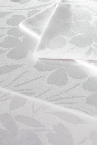Nappe Jacquard Petites Fleurs - Blanc