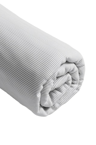 Drap-housse en satin de coton 80 fils/cm² Rayures fines - Gris