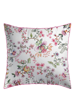 2 taies d'oreiller en satin de coton 80 fils/cm² Jardin secret - Blanc