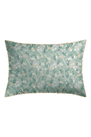 2 taies d'oreiller en satin de coton 80 fils/cm² Feuillage fleuri - Vert