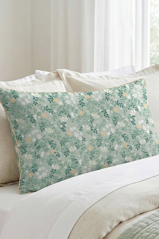 2 taies d'oreiller en satin de coton 80 fils/cm² Feuillage fleuri - Vert
