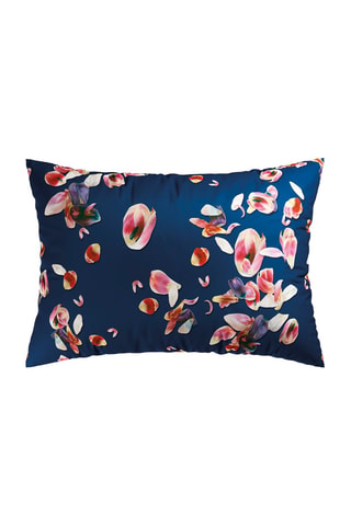 Taie d'oreiller en satin de coton 200 fils/cm² Aurore - Rose et bleu marine