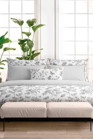 2 taies d'oreiller en satin de coton 80 fils/cm² Envolée de papillons - Blanc