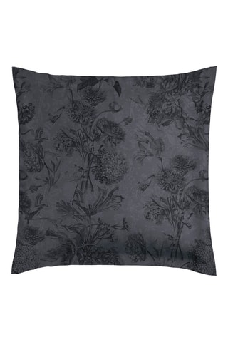 2 taies d'oreiller en satin de coton 80 fils/cm² Flore - Noir et gris
