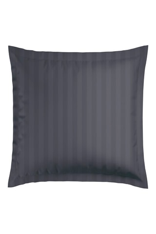 2 taies d'oreiller en satin de coton 80 fils/cm² Flore - Noir et gris