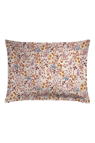 2 taies d'oreiller en satin de coton 80 fils/cm² Fleurs des Champs - Bordeaux