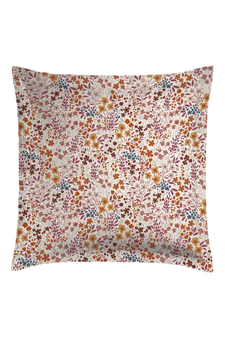 2 taies d'oreiller en satin de coton 80 fils/cm² Fleurs des Champs - Bordeaux