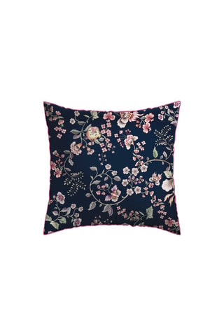 2 taies d'oreiller en satin de coton 80 fils/cm² Jardin Secret - Bleu foncé