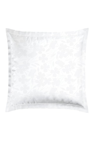 2 taies d'oreiller en satin de coton 120 fils/cm² Jacquard Petites Fleurs - Blanc