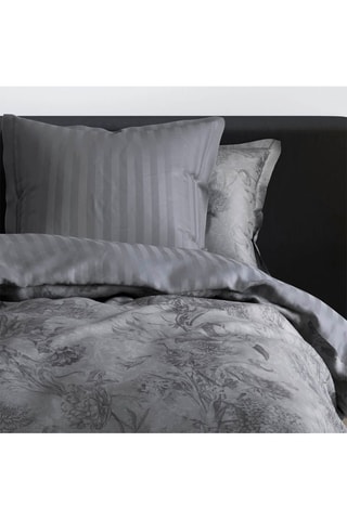 2 taies d'oreiller en satin de coton 200 fils/cm² Flore - Noir et anthracite