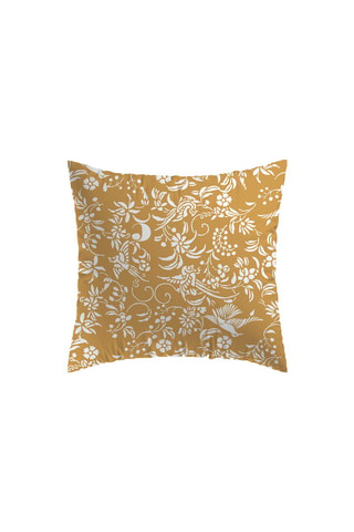 2 taies d'oreiller en satin de coton Birds - Jaune et blanc