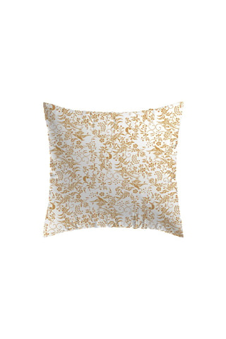 2 taies d'oreiller en satin de coton Birds - Jaune et blanc