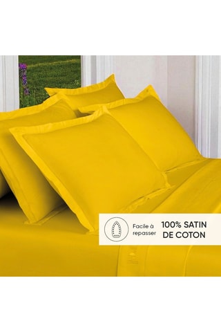 2 taies d'oreiller en satin de coton 80 fils/cm² - Jaune