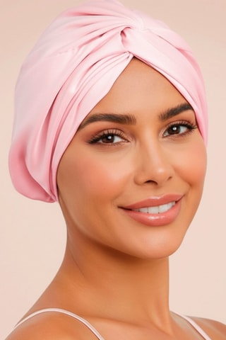 Bonnet de nuit en soie Soléa - Rose clair