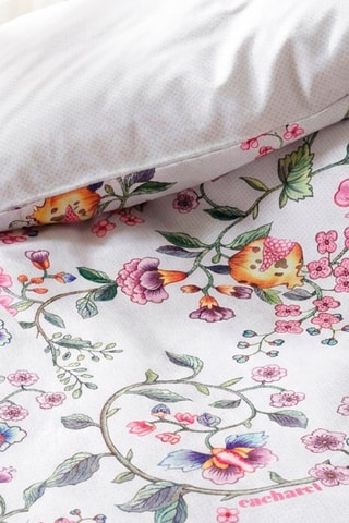 Parure de couette en satin de coton 80 fils/cm² Jardin secret - Blanc