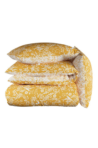 Housse de couette en satin de coton 80 fils/cm² Birds - Jaune