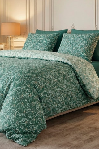 Parure de couette  en satin de coton 80 fils/cm² - Vert foncé