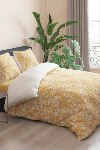 Parure de couette en satin de coton 80 fils/cm² Birds - Jaune