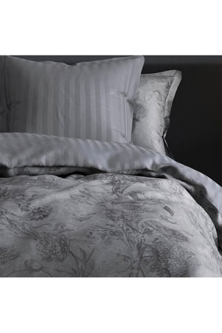 Parure de couette en satin de coton 80 fils/cm² Flore - Noir et anthracite