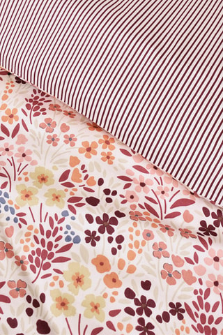 Parure de couette en satin de coton 80 fils/cm² Fleurs des Champs - Bordeaux