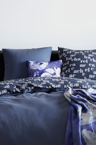 Parure de couette en flanelle de coton Signature - Bleu marine