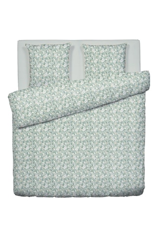 Drap plat en satin de coton 80 fils/cm² Feuillage fleuri - Vert