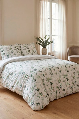 Parure de couette  en satin de coton 80 fils/cm² Petit bosquet - Blanc