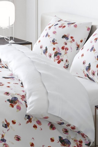 Drap plat en satin de coton 80 fils/cm² Aurore - Blanc