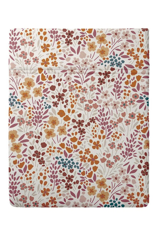 Drap plat en satin de coton 80 fils/cm² Fleurs des Champs - Bordeaux