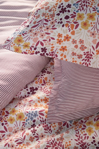 Drap plat en satin de coton 80 fils/cm² Fleurs des Champs - Bordeaux