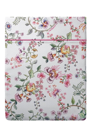 Drap plat en satin de coton 80 fils/cm² Jardin secret - Blanc