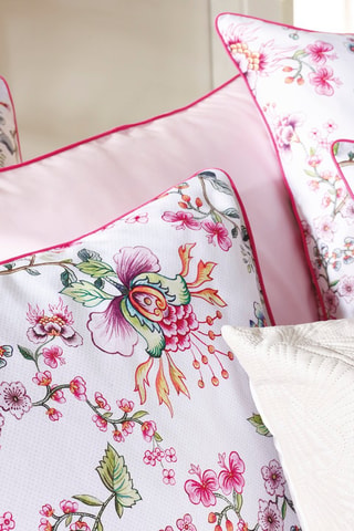 Drap plat en satin de coton 80 fils/cm² Jardin secret - Blanc