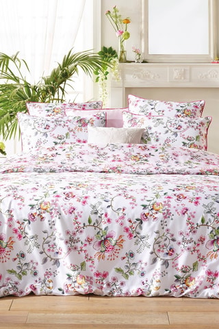 Drap plat en satin de coton 80 fils/cm² Jardin secret - Blanc