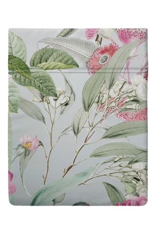 Drap plat en satin de coton 80 fils/cm² Jardin de roses - Vert