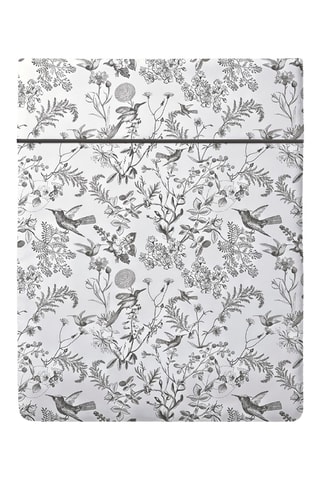 Drap plat en satin de coton 80 fils/cm² Jardin du colibiri - Noir
