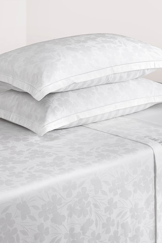 Parure de draps en satin de coton 80 fils/cm²  Jacquard - Blanc