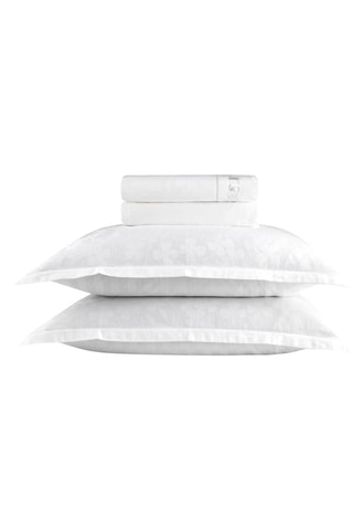 Parure de draps en satin de coton 80 fils/cm²  Jacquard - Blanc