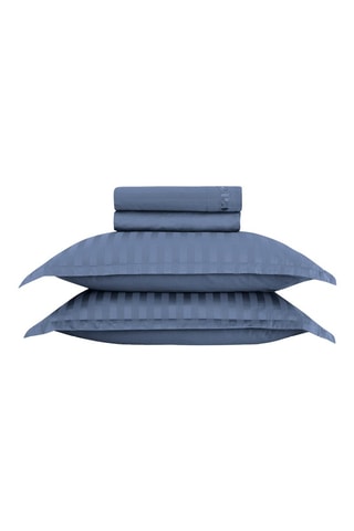 Parure de draps en satin de coton 80 fils/cm² Dobby Stripe Woven - Bleu