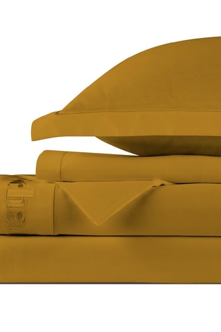 Parure de draps en satin de coton 80 fils/cm² Uni - Moutarde