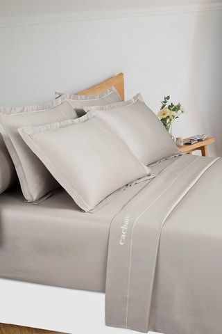 Parure de draps en satin de coton 80 fils/cm² Uni - Beige
