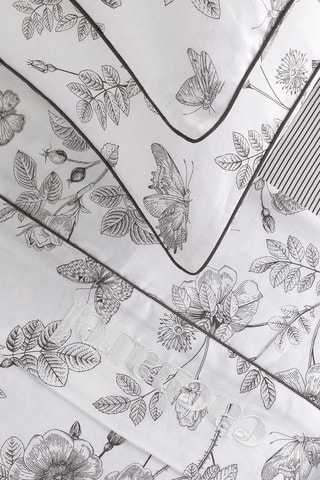 Parure de draps en satin de coton 80 fils/cm² Envolée de papillons - Blanc