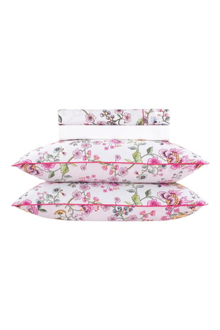 Parure de draps en satin de coton 80 fils/cm² Jardin secret  - Blanc