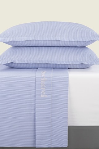 Parure de draps en coton percale 80 fils/cm² Saclay - Bleu