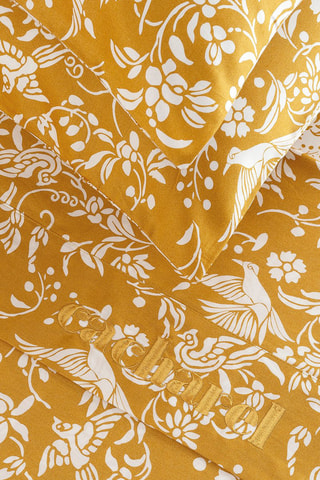 Parure de draps en satin de coton 200 fils/cm² Birds - Jaune